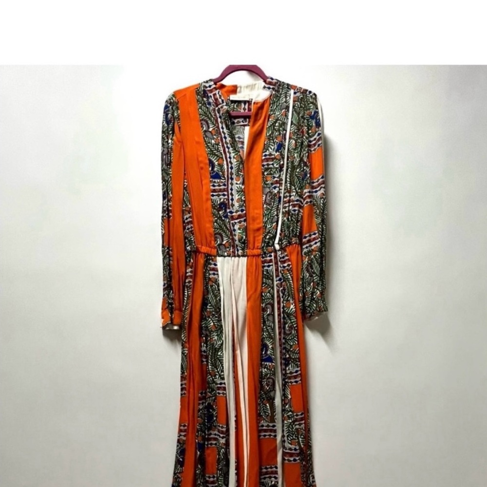 Orange Patterned Midi Dress - Picture 11 of 15